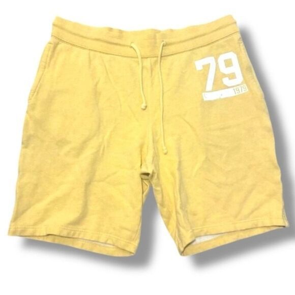 Vintage Y2K Old Navy Mens Yellow Drawstring‎ Sweat Shorts sz L 90's Comfortable - Picture 2 of 5